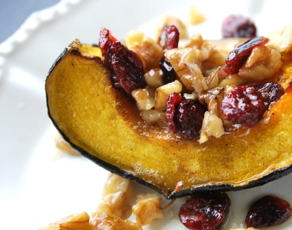 Roasted Acorn Squash Recipe from www.inspiredtaste.net #squash #fall #recipe Roasted Acorn Squash with Walnuts and Cranberries