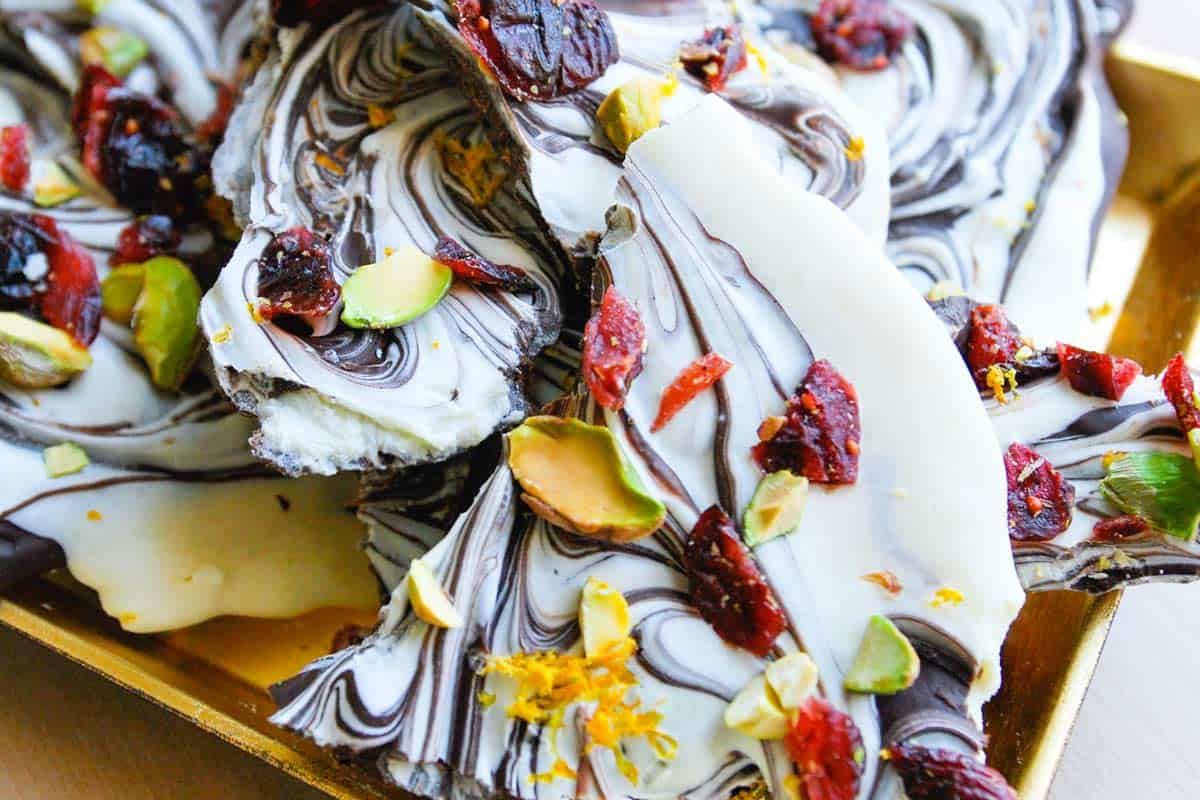 Swirled White and Dark Chocolate Bark