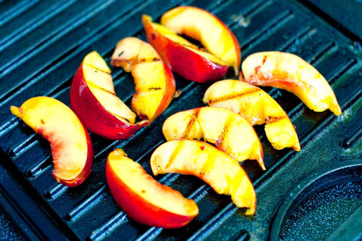 Grilled Salmon Recipe with Nectarines and Goat Cheese Grilling nectarines to serve with salmon