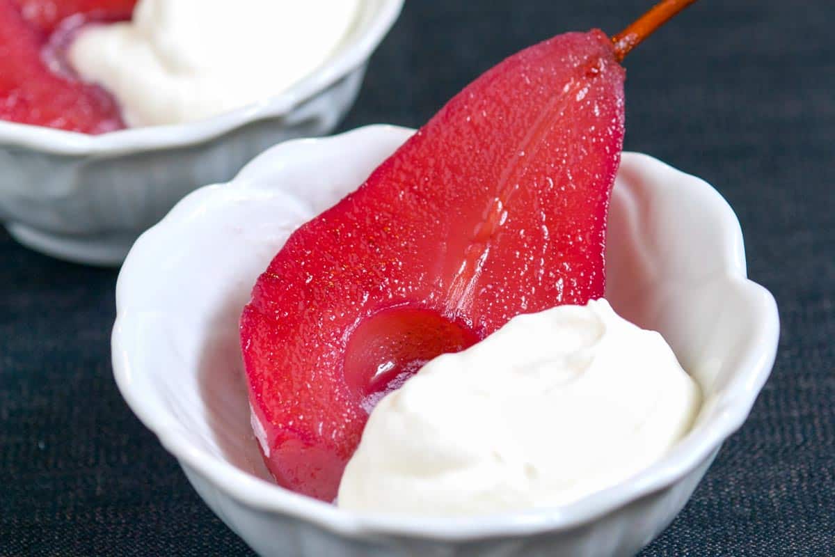 Red Wine Poached Pears