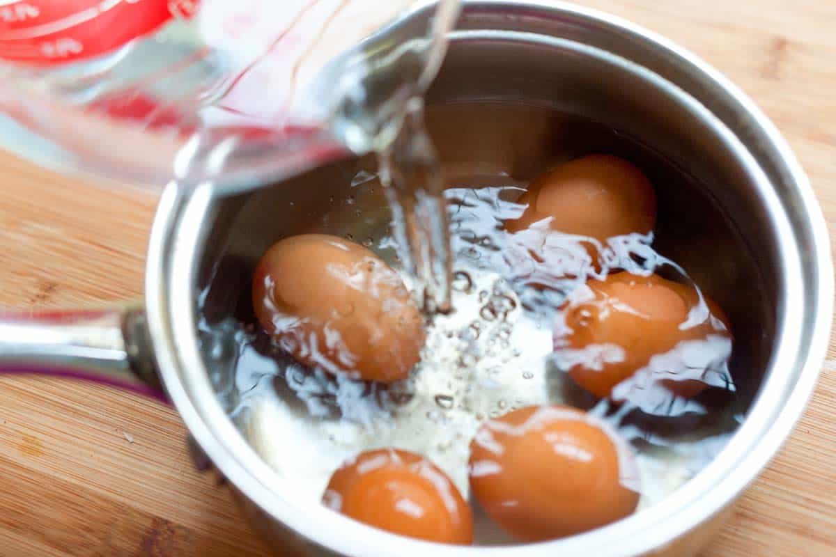 Making hard boiled eggs on the stove