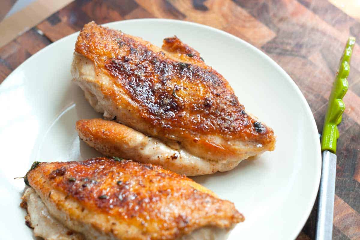 Easy Pan Roasted Chicken Breasts with Thyme Recipe Golden brown pan fried chicken breast