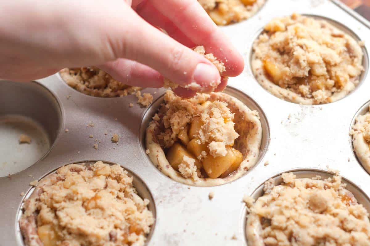 Adding the crumble on top