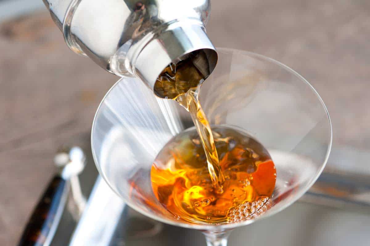 Making a Manhattan drink