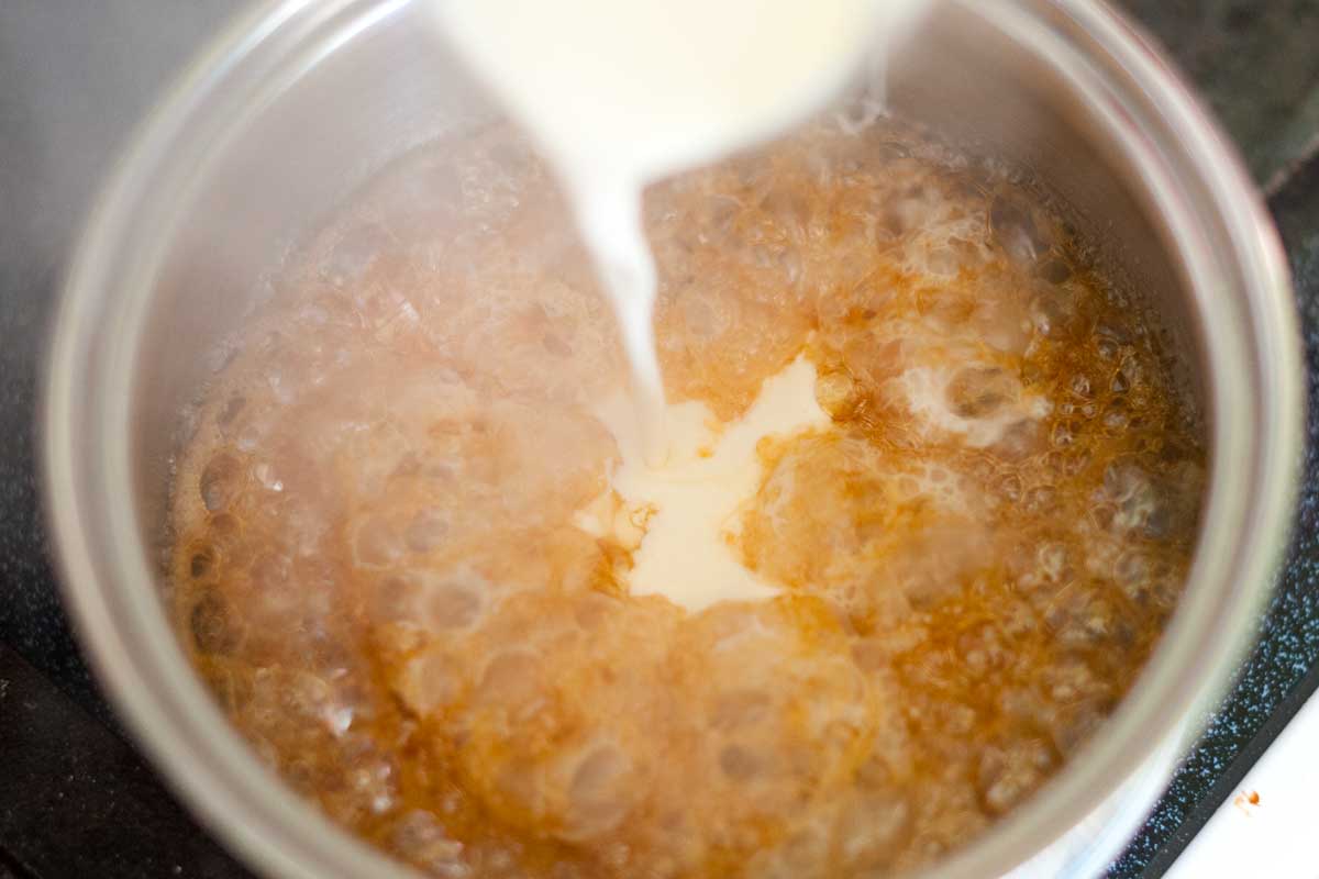 How to Make the Best Salted Caramel Sauce in 30 Minutes Adding cream to the sugar mixture for caramel