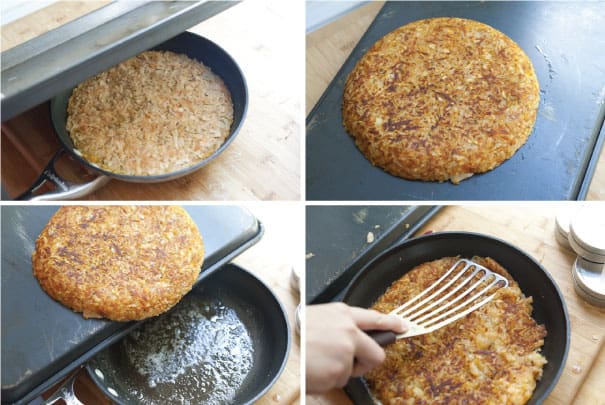Flipping the potato pancake