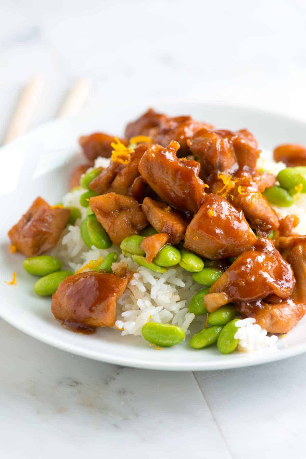 How to Make the Best Teriyaki Chicken in 30 Minutes Honey Teriyaki Chicken served over rice.