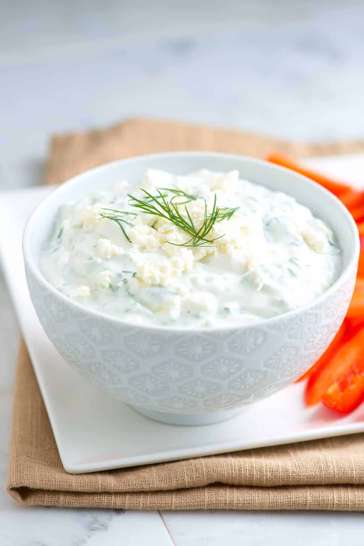 Simple Tzatziki with Feta from www.inspiredtaste.net Feta Tzatziki
