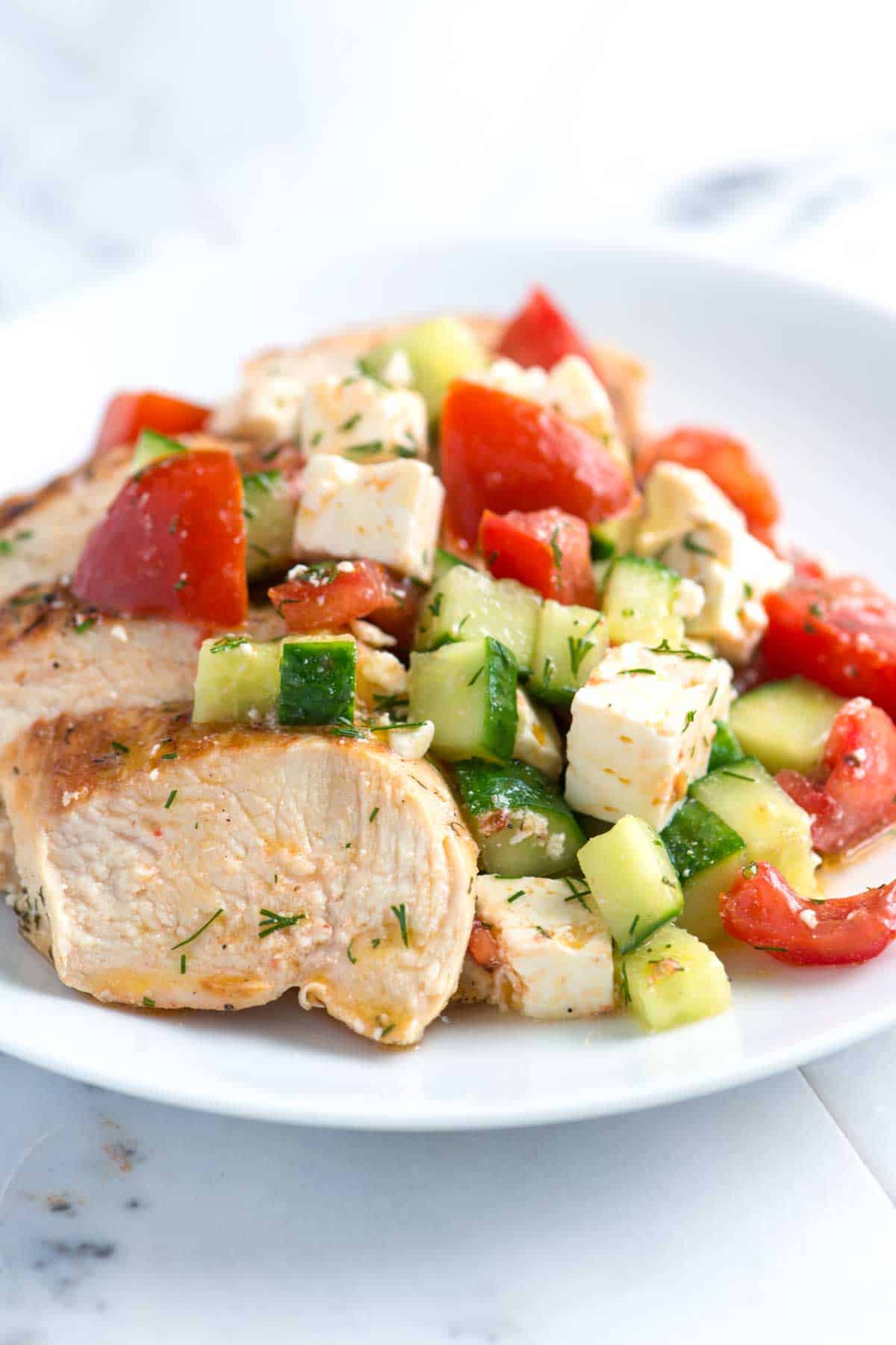 Lemon Chicken Breast Recipe with Cucumber Feta Salad Lemon Dill Chicken Breast