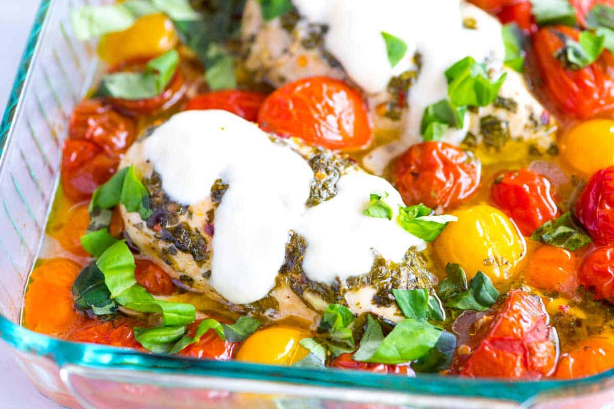 Tomato Basil Baked Chicken Breasts