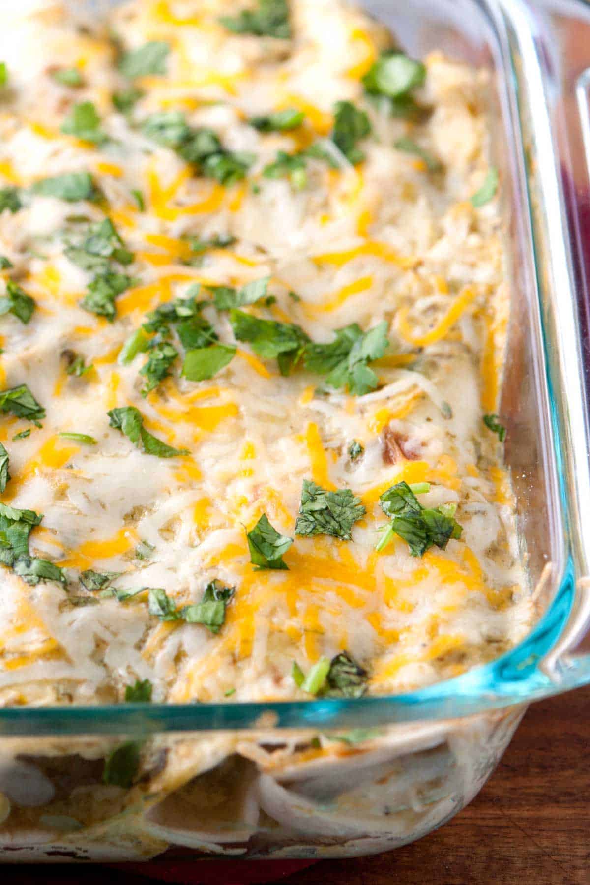 Chicken Enchiladas made with Green Chile Enchilada Sauce