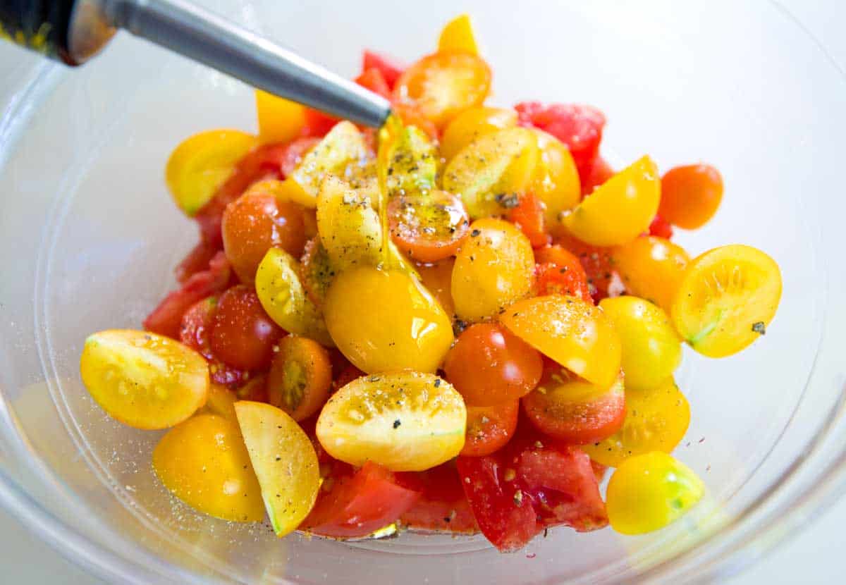 Salting tomatoes for caprese salad