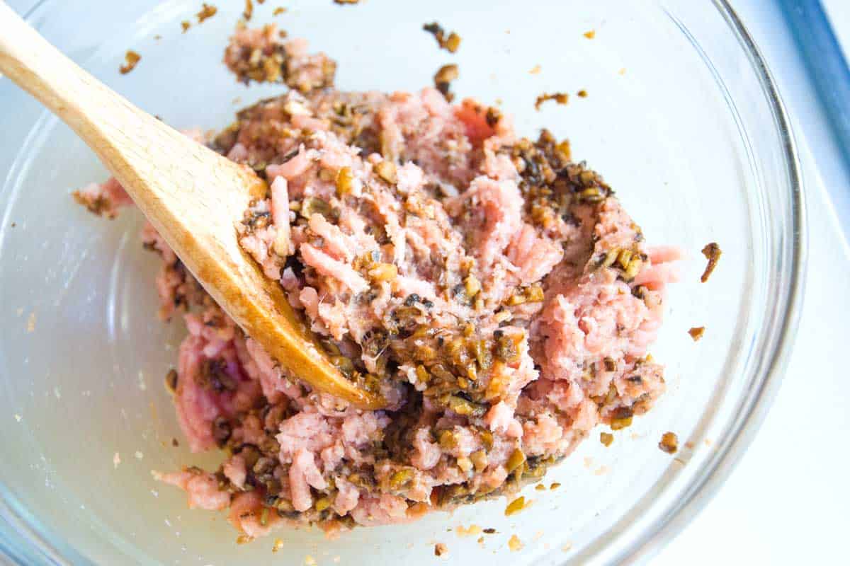 Adding mushrooms to turkey meat