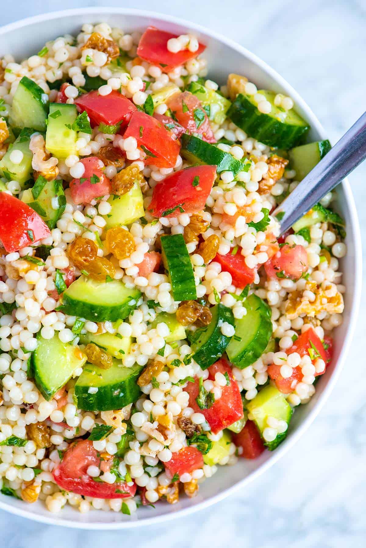 Couscous Salad made with pearl couscous 