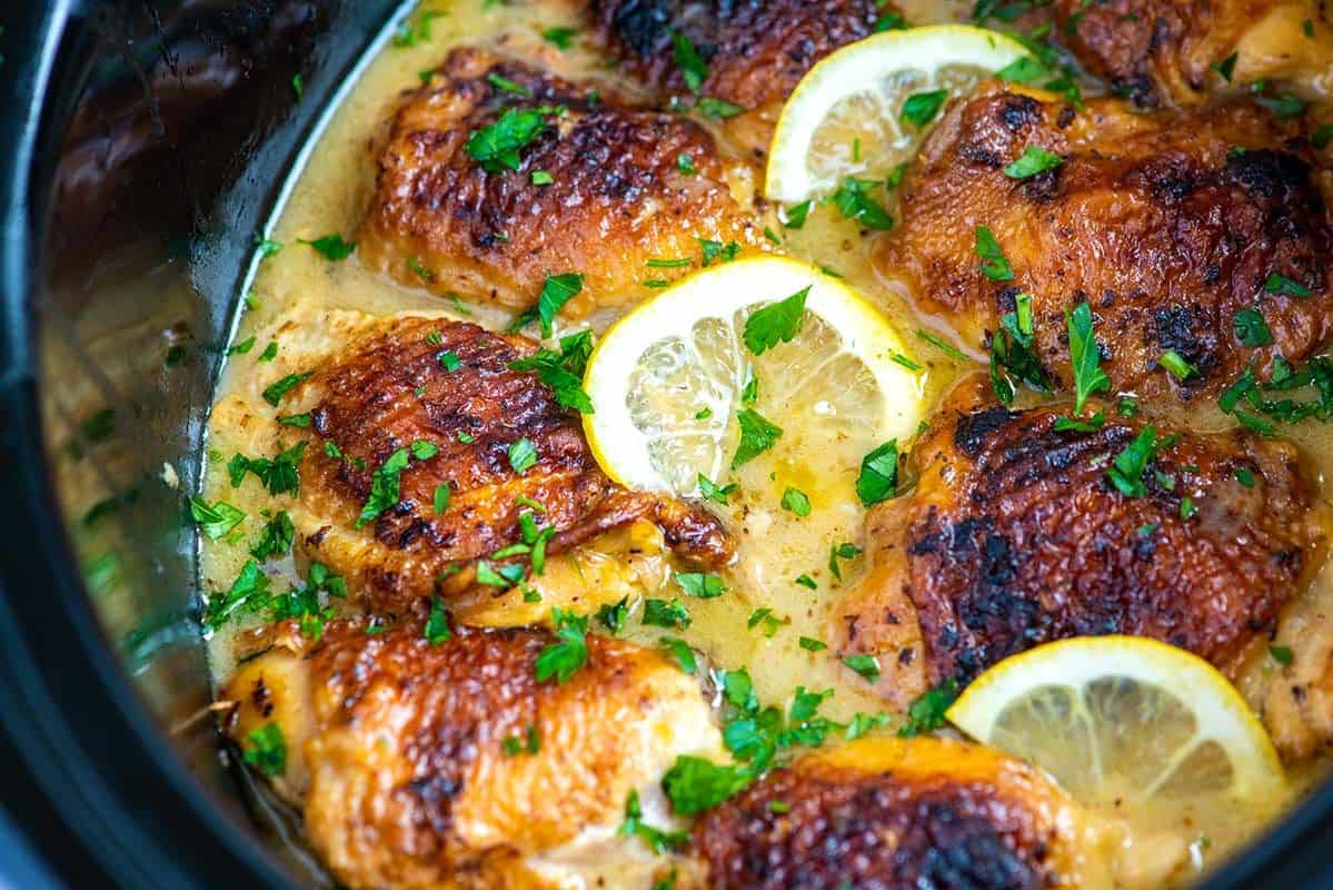 Slow Cooker Lemon Chicken Thighs