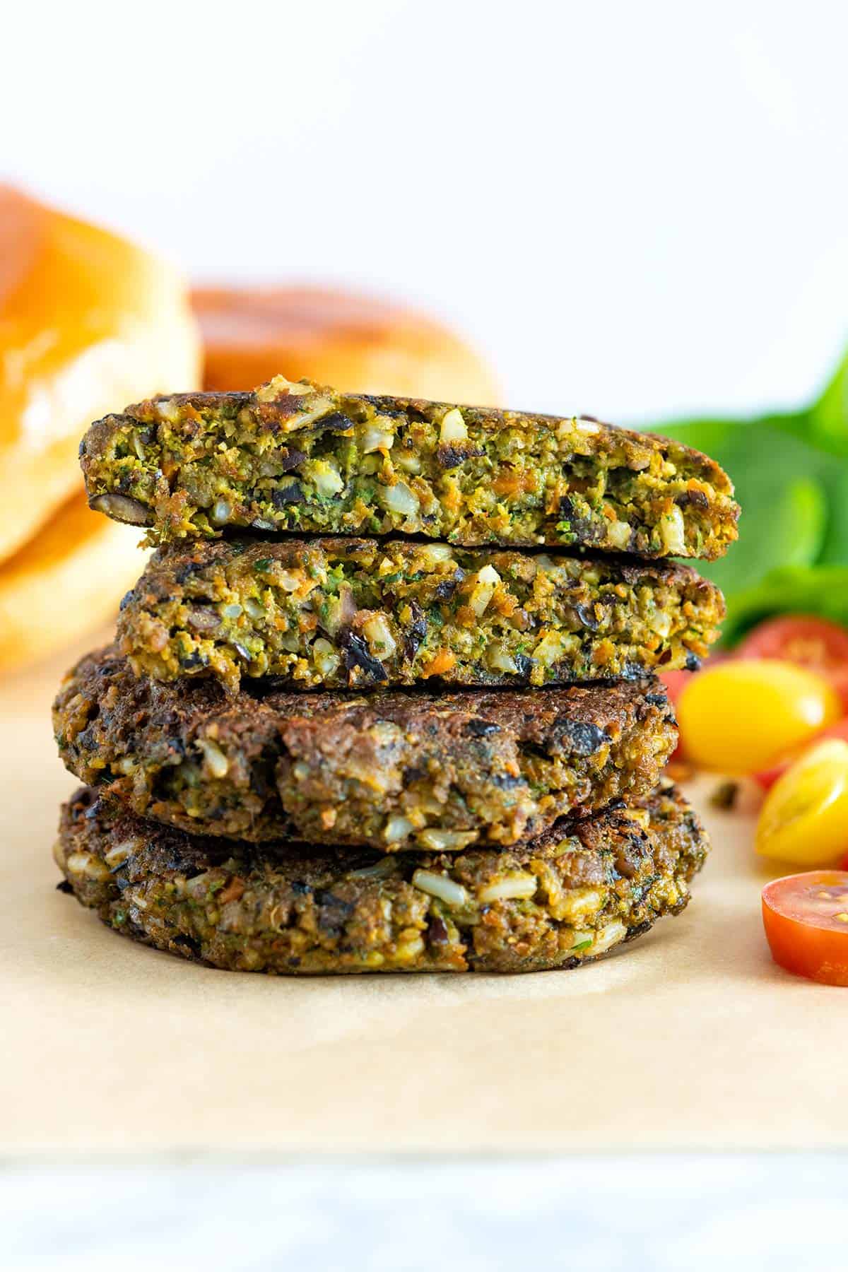 Homemade veggie burger patties
