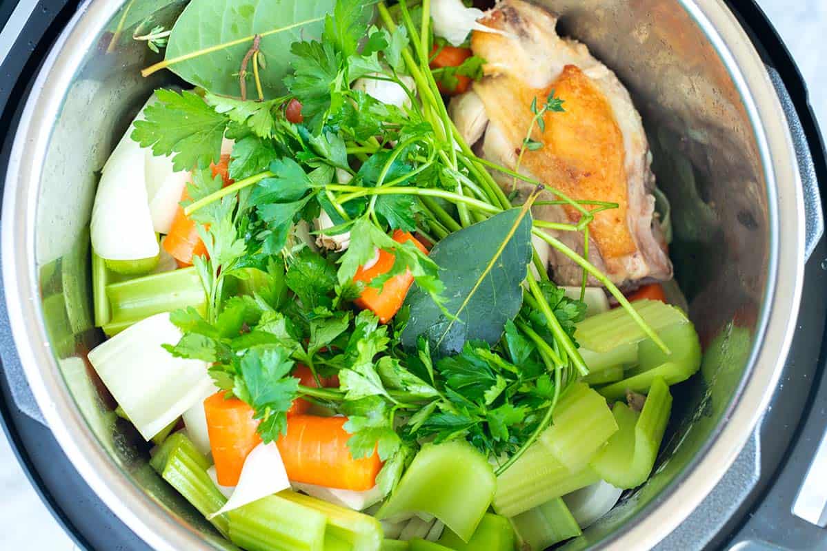 Why You Should Make Bone Broth and How to Make It An Instant Pot with chicken and veggies