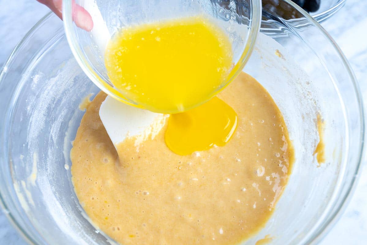 Adding butter to batter