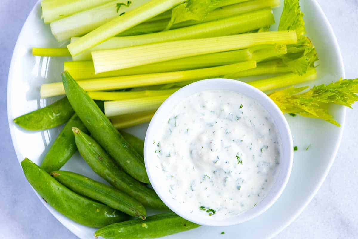 Homemade Blue Cheese Dressing with celery