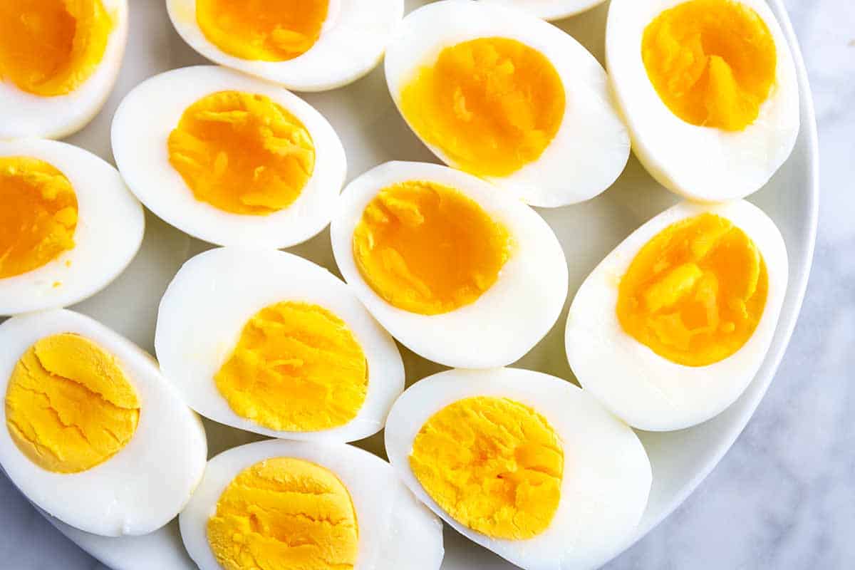 Instant Pot boiled eggs on a plate