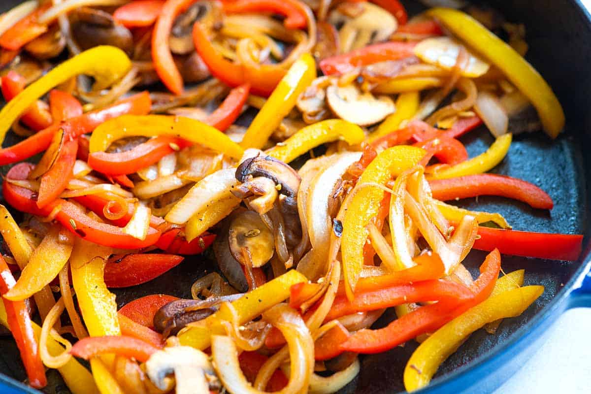Cooking the vegetables before adding the pasta
