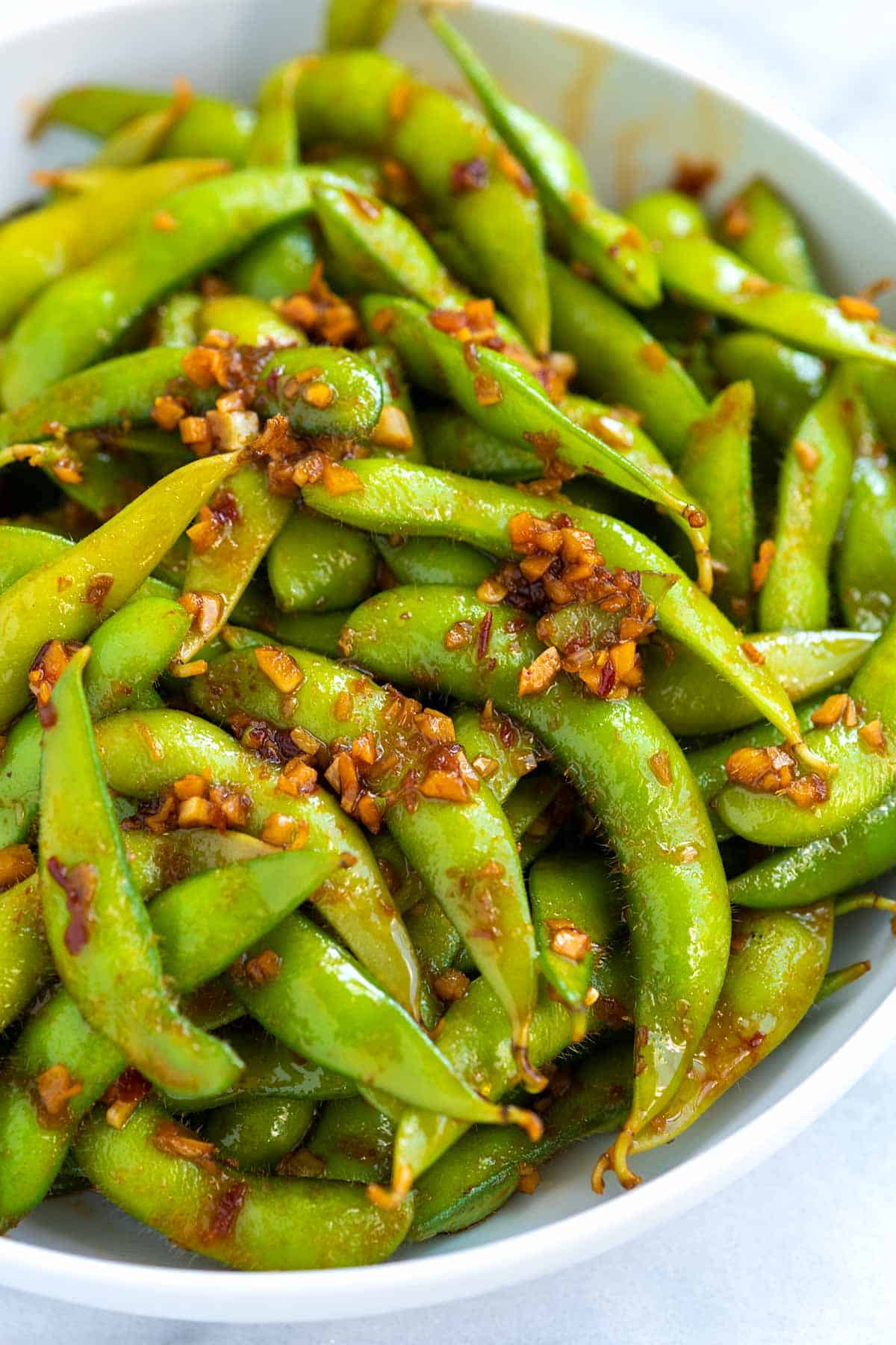 Spicy edamame with chili garlic sauce