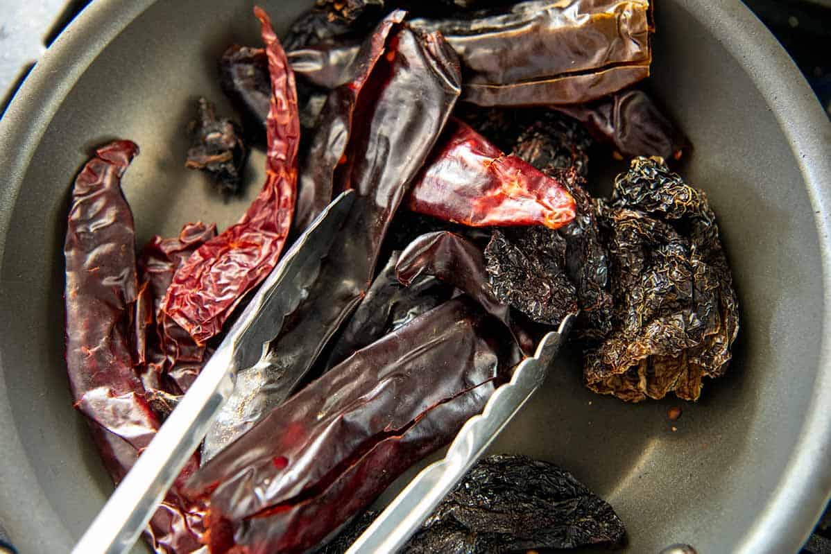 Lightly toasting chili peppers 