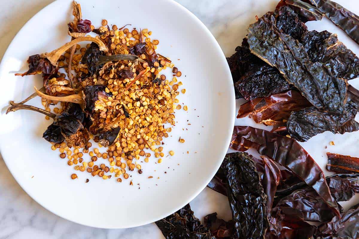 Preparing dried chiles