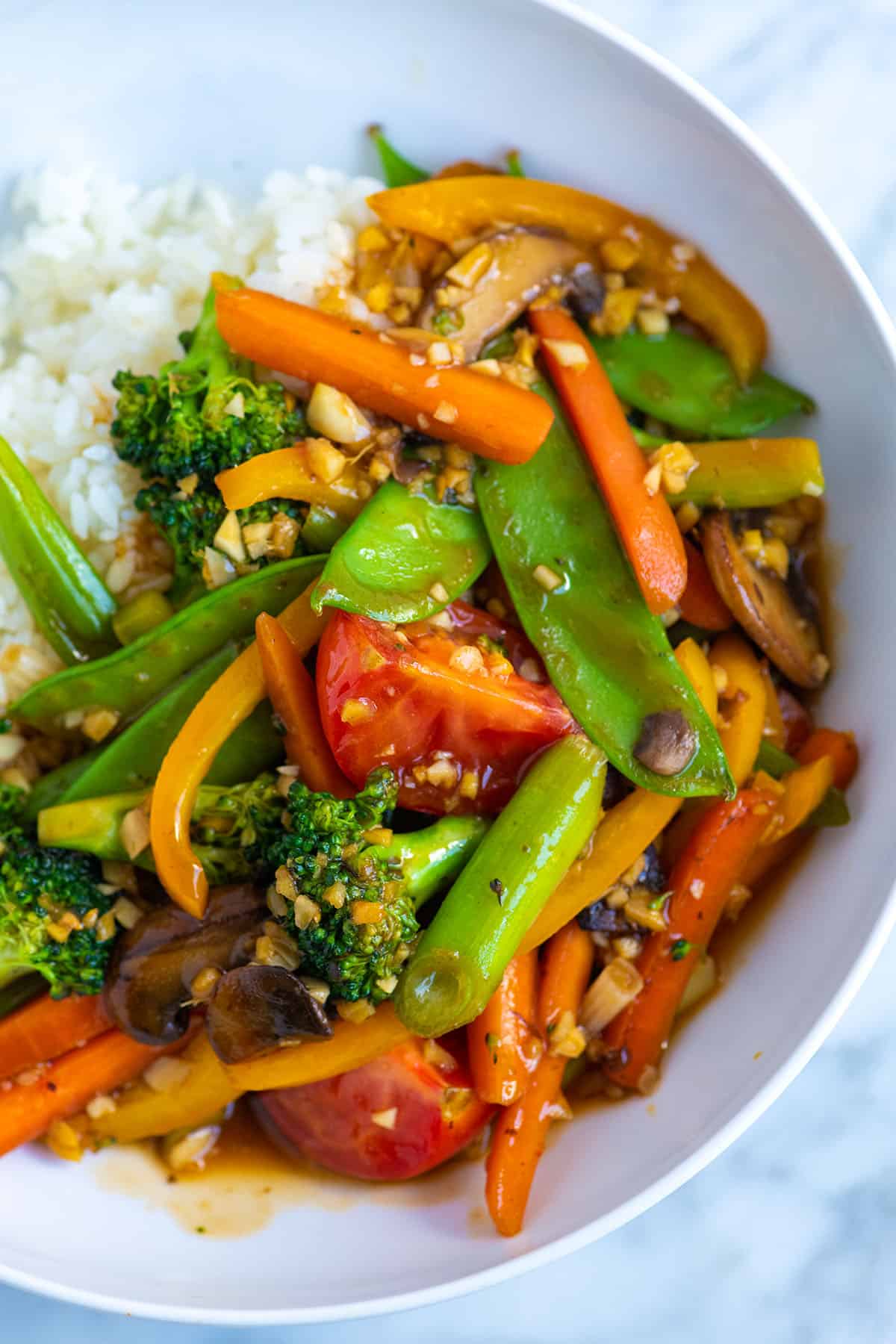 Veggie stir fry in a bowl