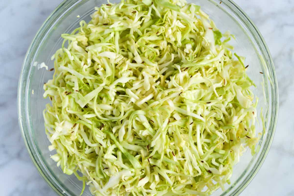 How to Make Quick Sauerkraut: The cabbage after 30 minutes of sitting with the salt