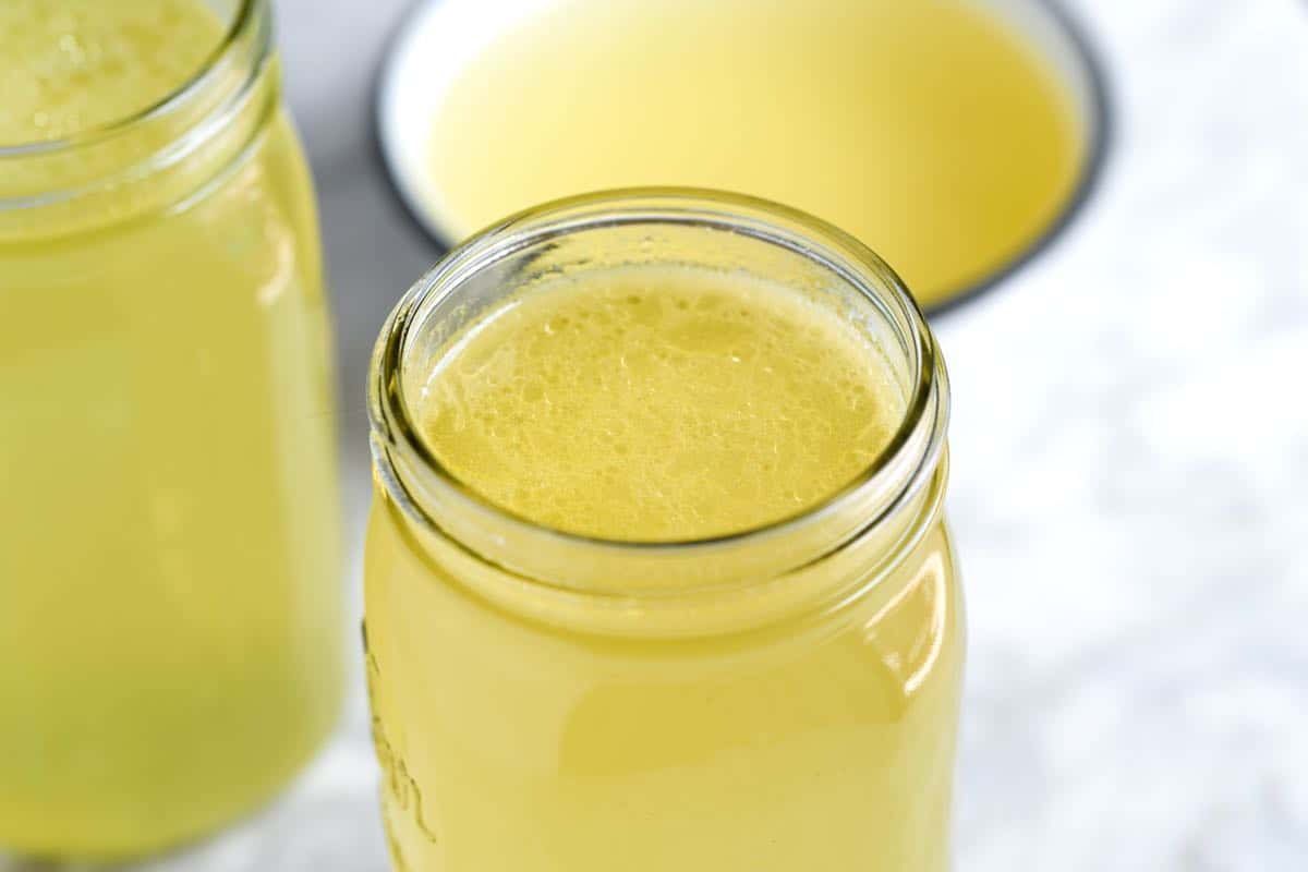 Homemade Chicken Broth in jars