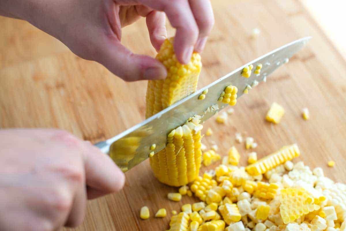 How to cut corn kernels off of cob.