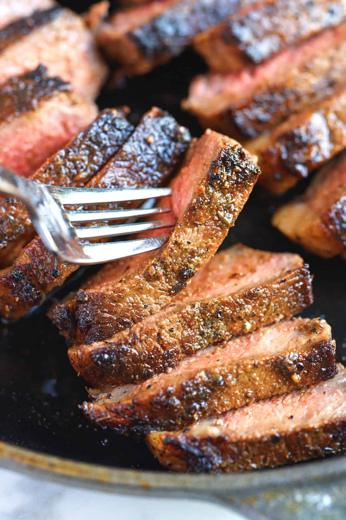 Cooked steak after using the Best Steak Marinade