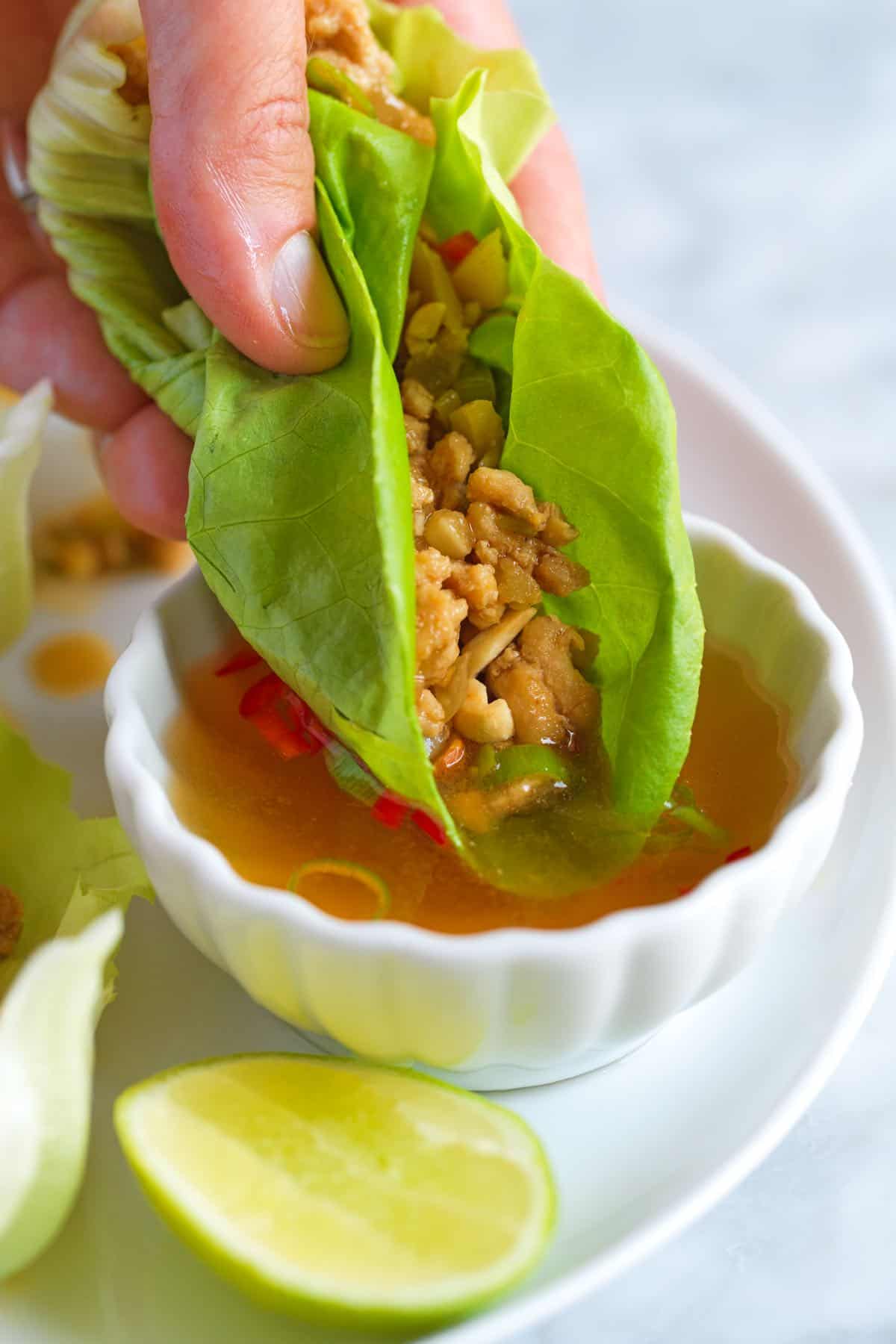 Chicken Lettuce Wraps made with ground chicken