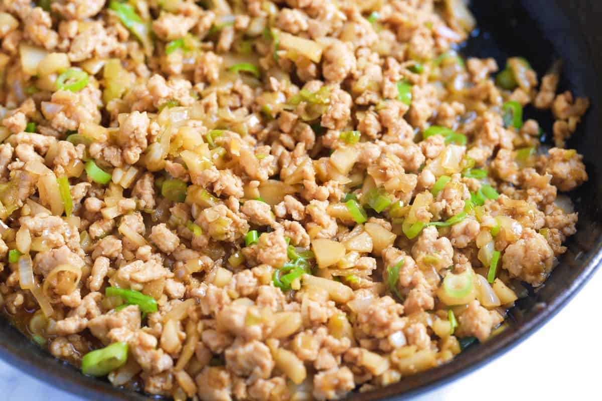 Flavorful hoisin ground chicken filling for lettuce wraps