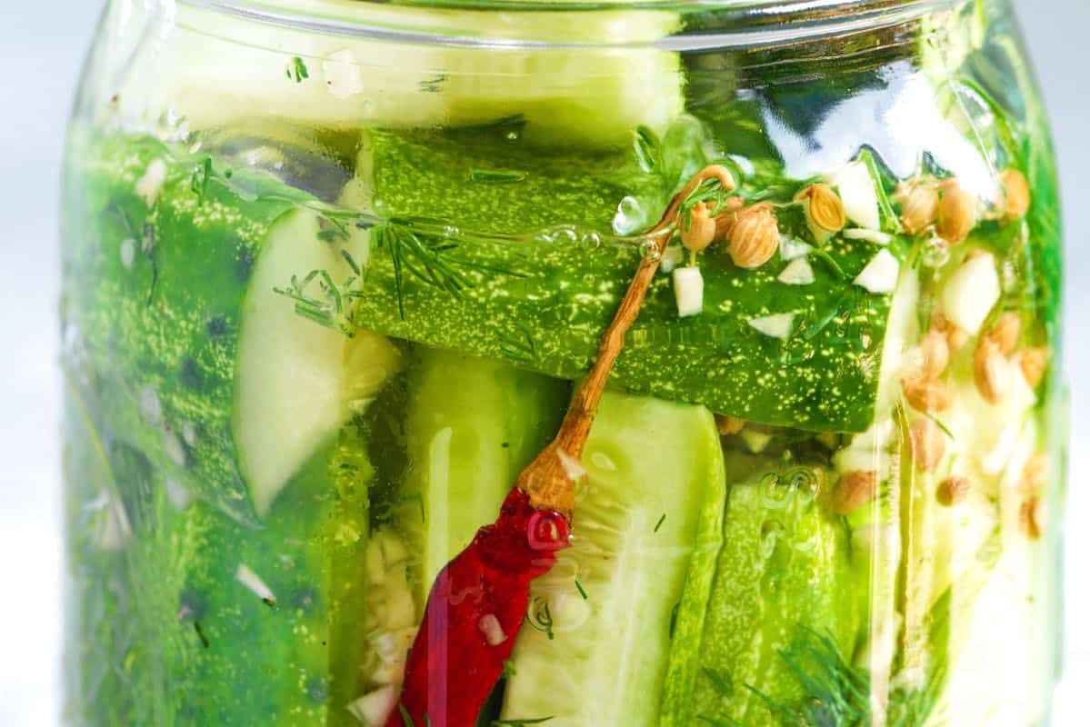 Jar of dill pickles