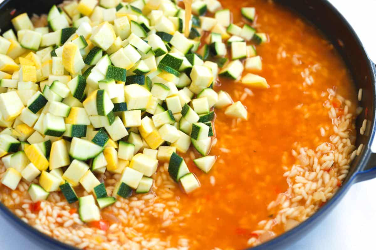 How to Make Vegetable Risotto: Cooking vegetables in risotto