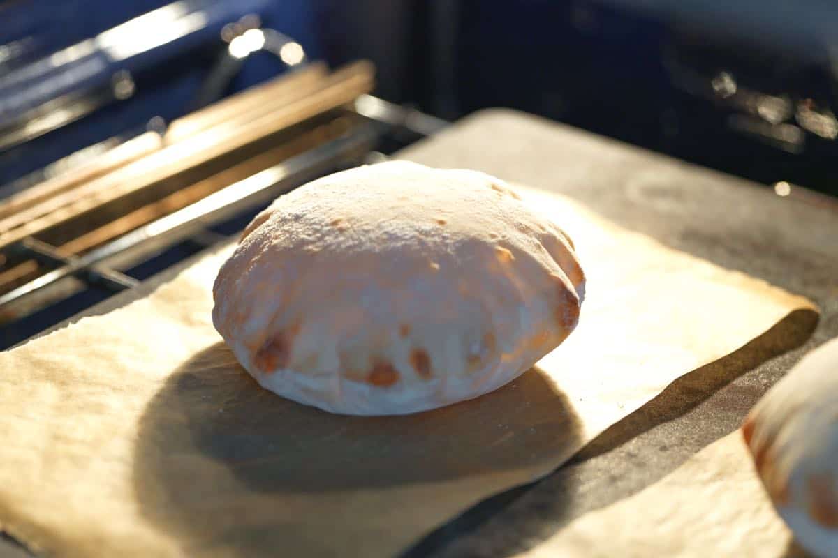 Pita puffing up in oven