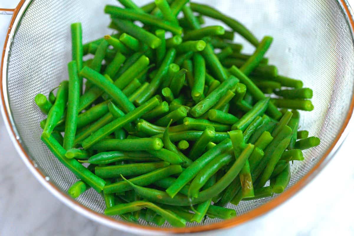 Blanched green beans for green bean casserole