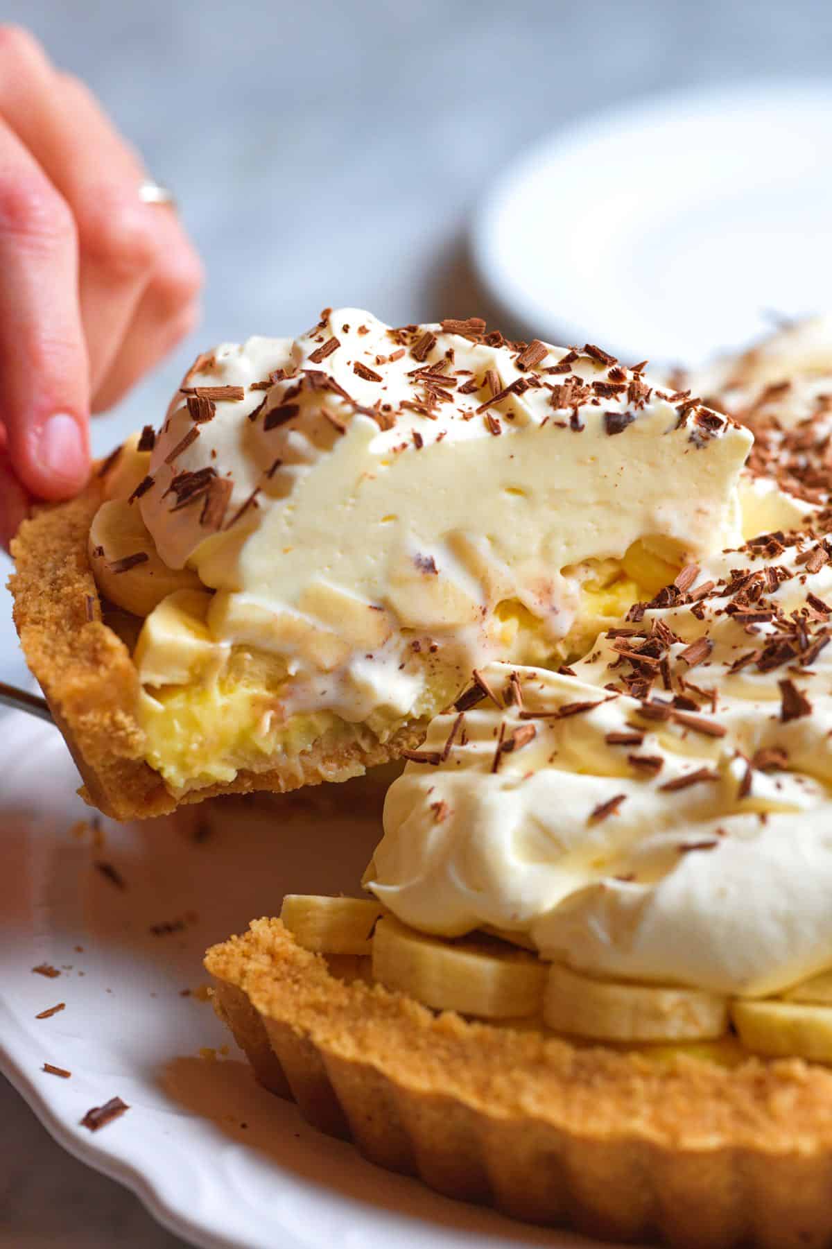 Slice of banana cream pie