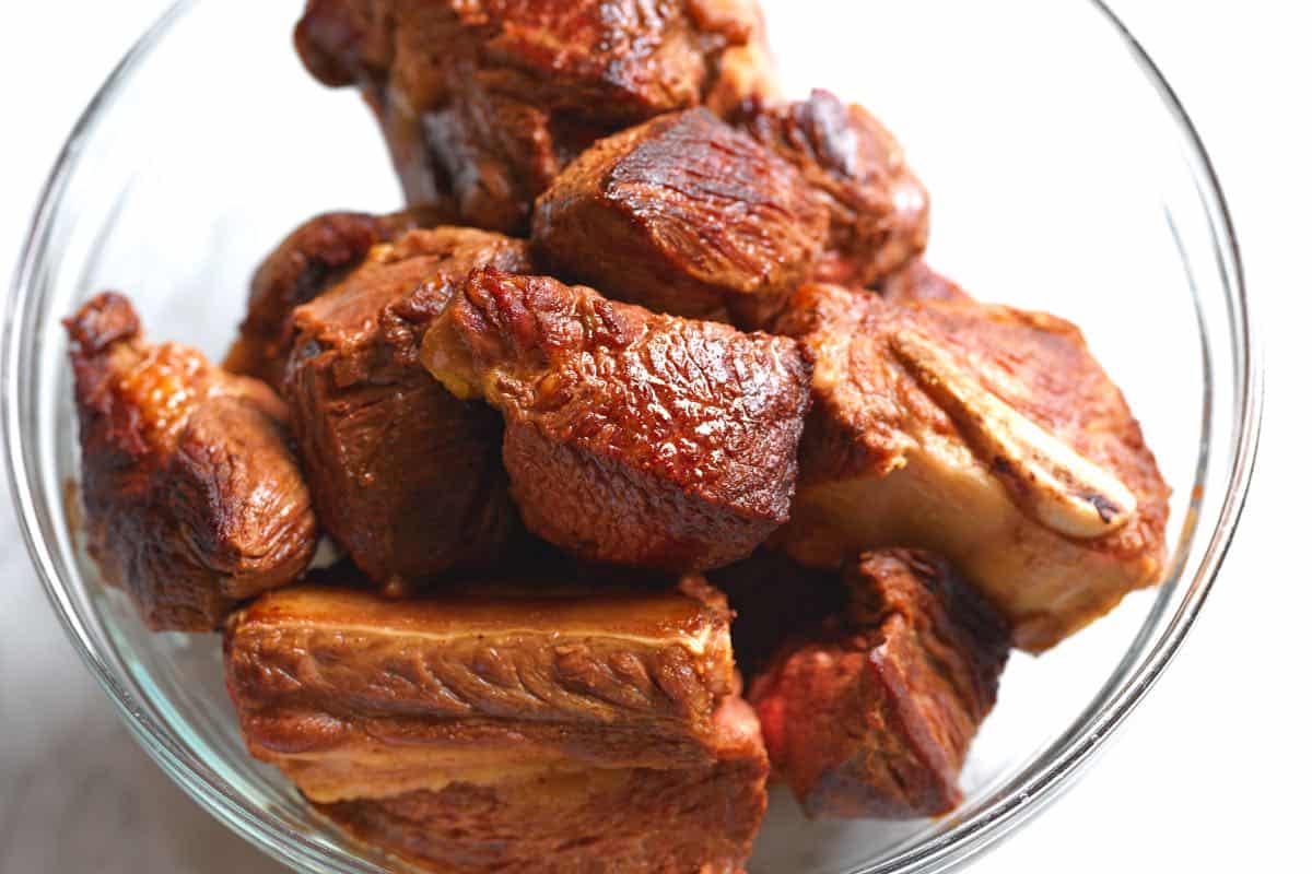 Browned beef ready for beef stew