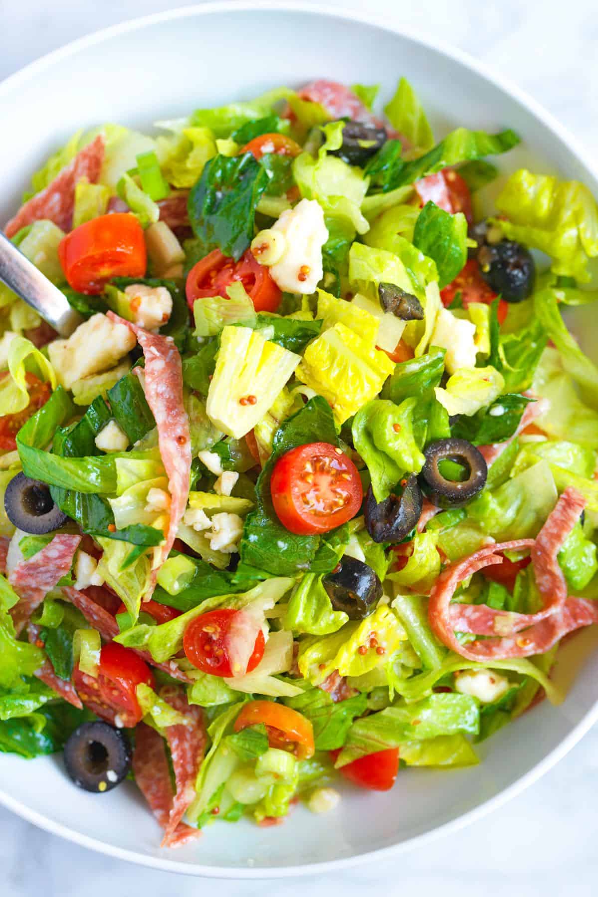 Chopped Salad ready to eat in a bowl.