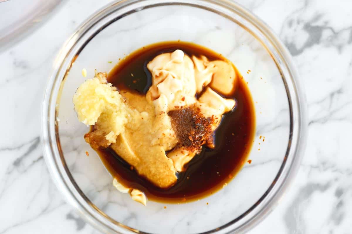 Pork chop marinade ingredients in a bowl