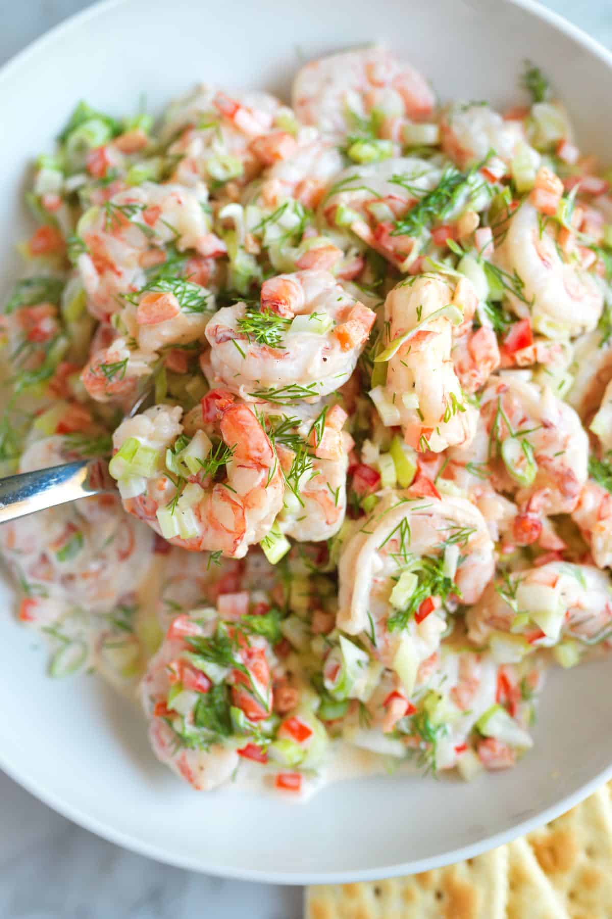 Shrimp Salad in a bowl.