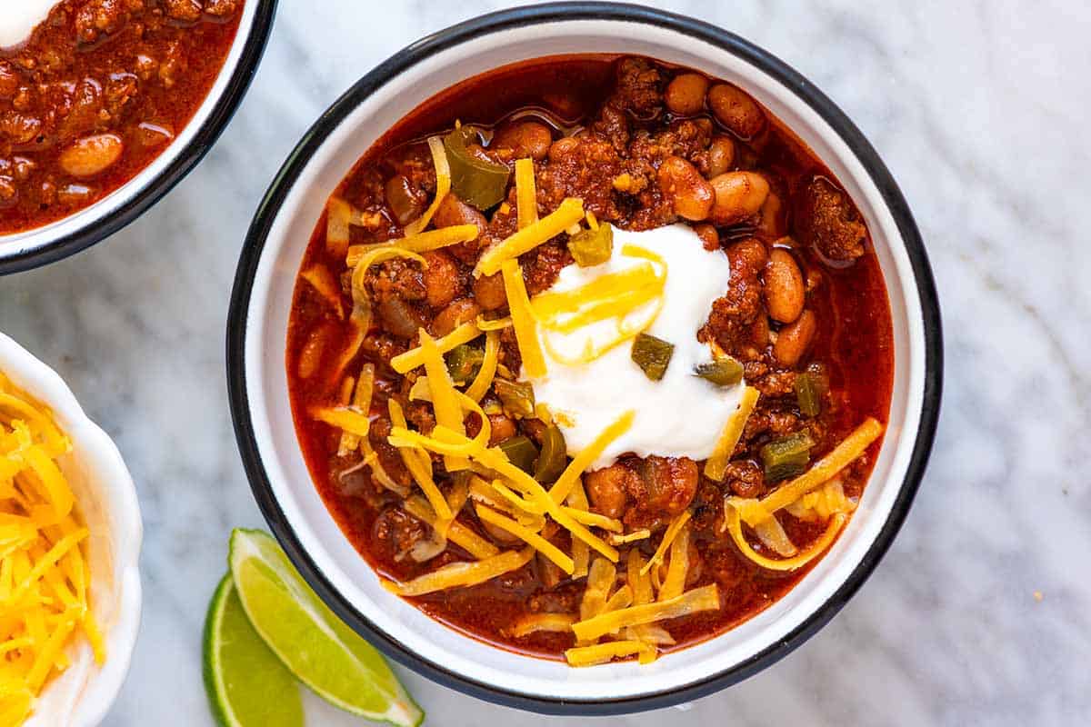 Chili in a bowl.