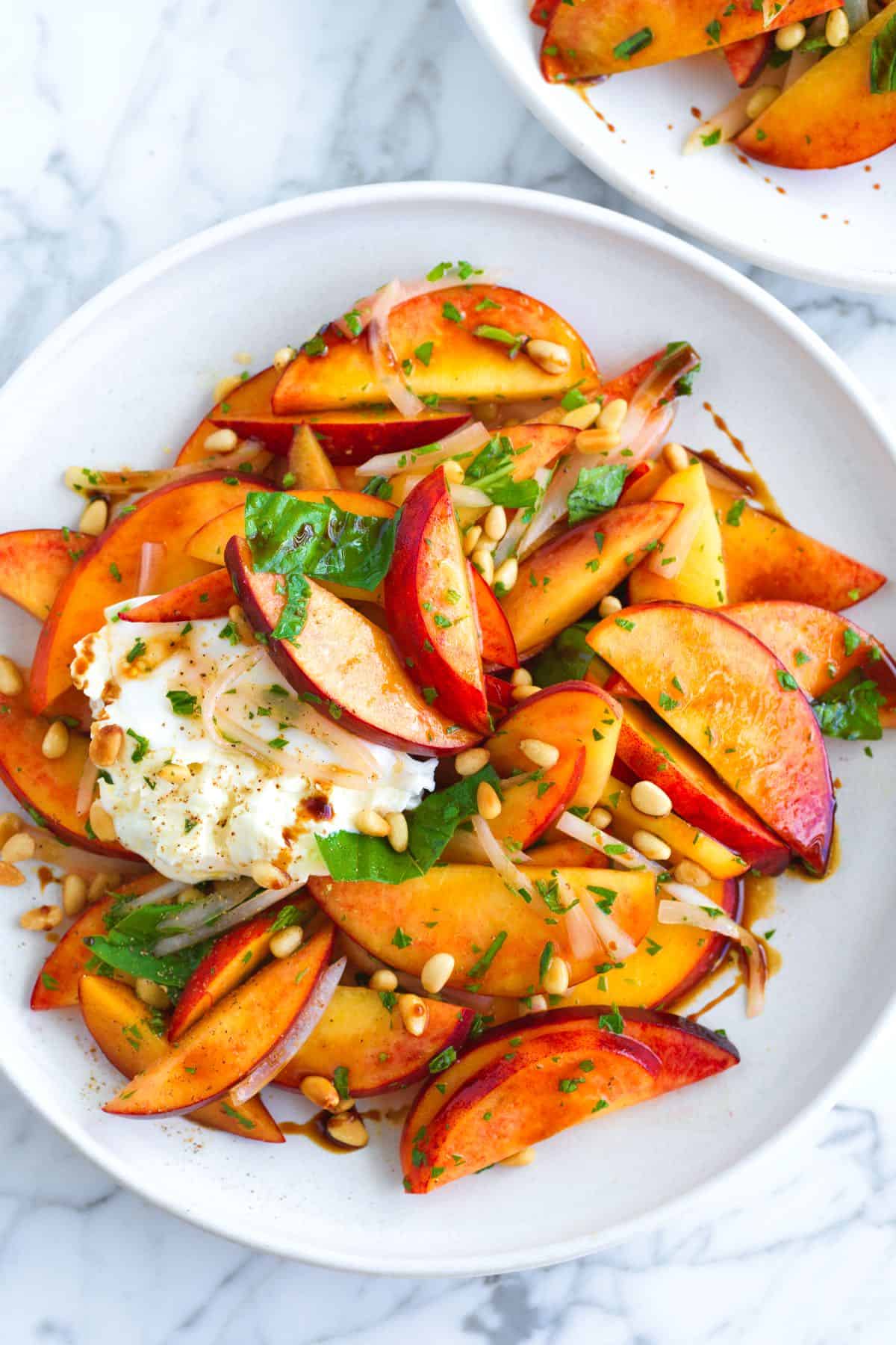 Balsamic Peach Burrata Salad
