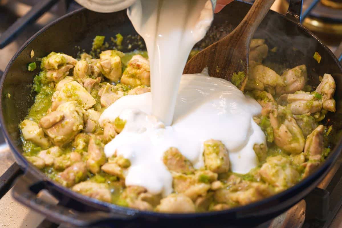 Adding the coconut milk
