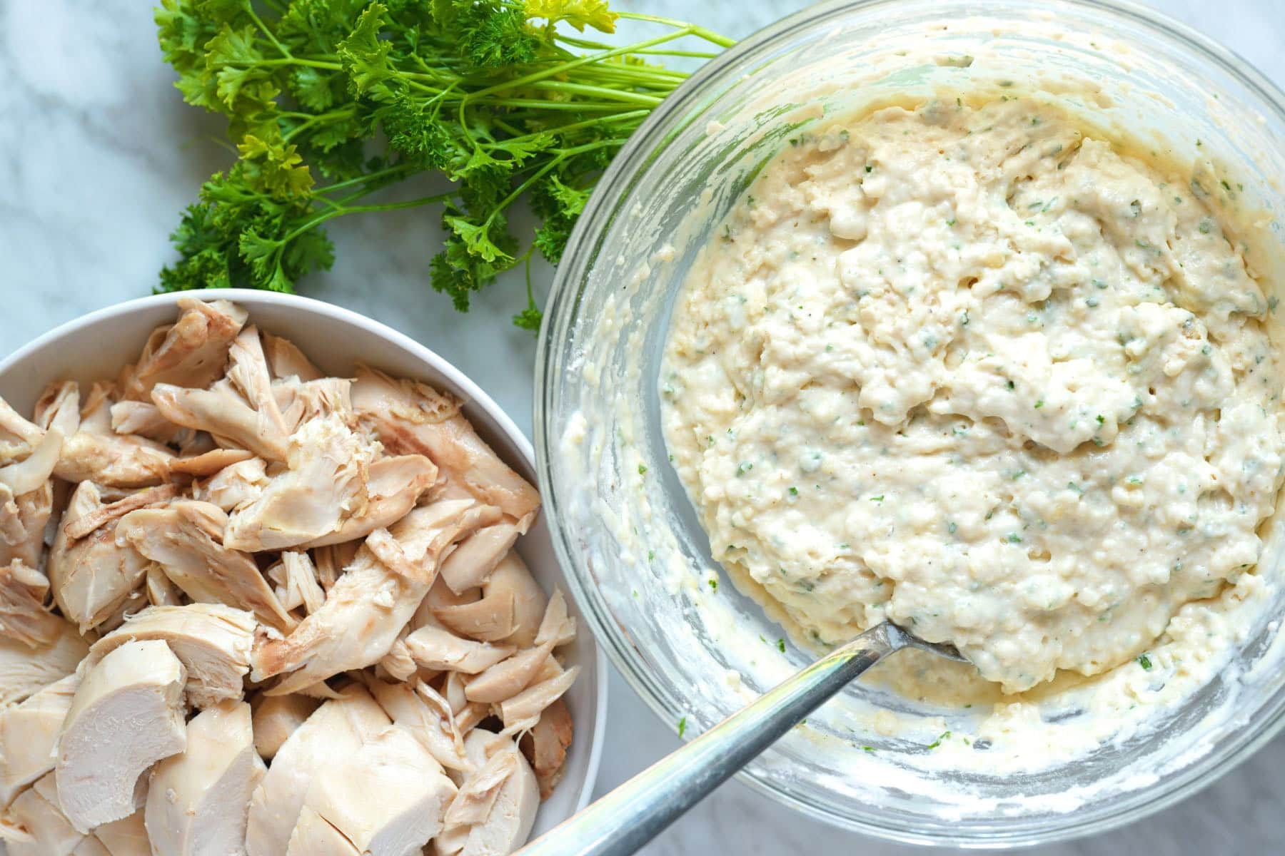 Shredded batter for chicken and dumplings