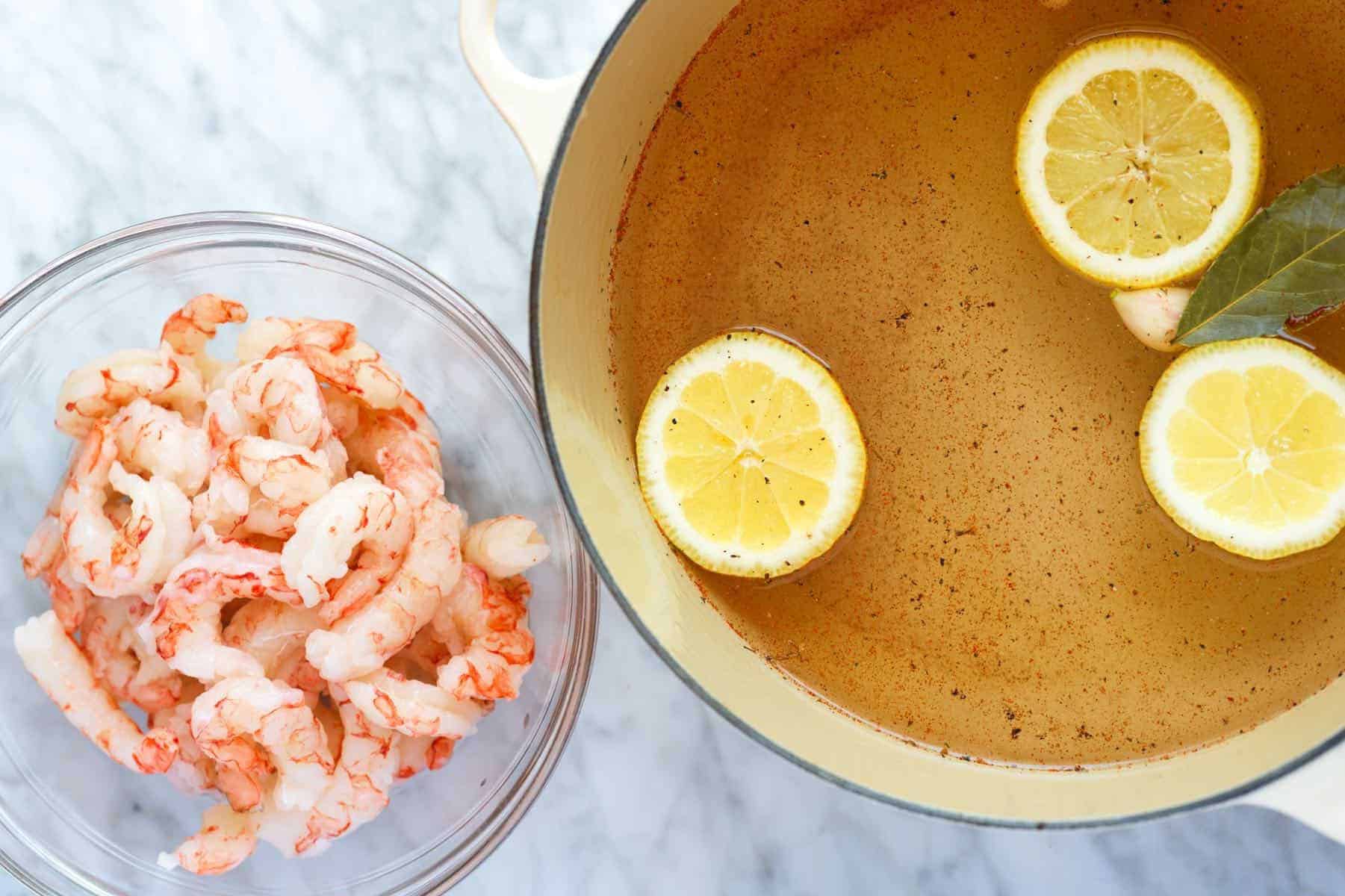 Poached shrimp for shrimp salad
