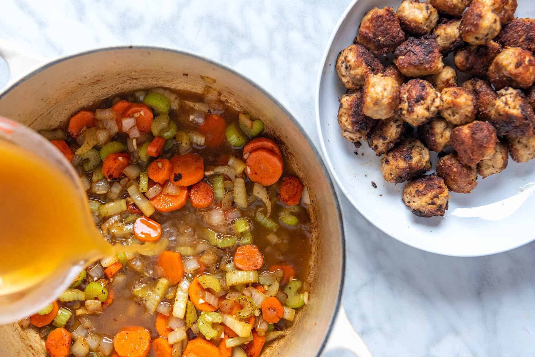 Making Italian wedding soup from scratch